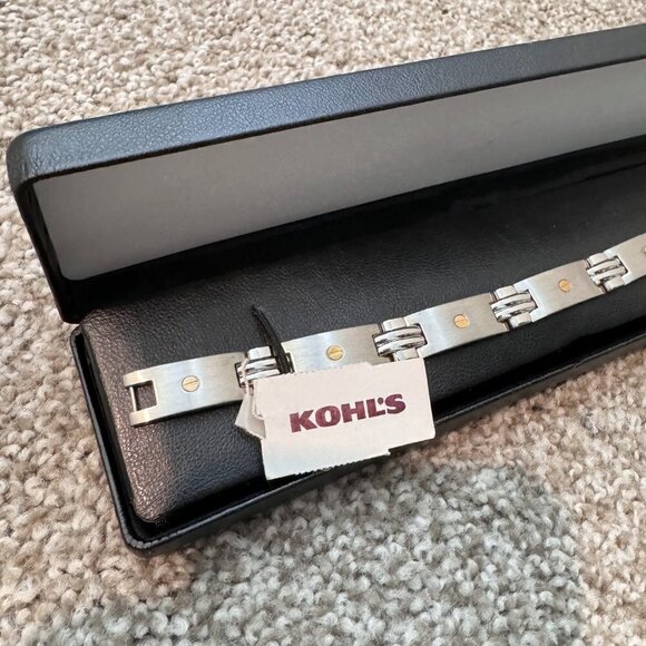 NWT Kohls Stainless Steel Silver Link Bracelet Gift New - Picture 7 of 9